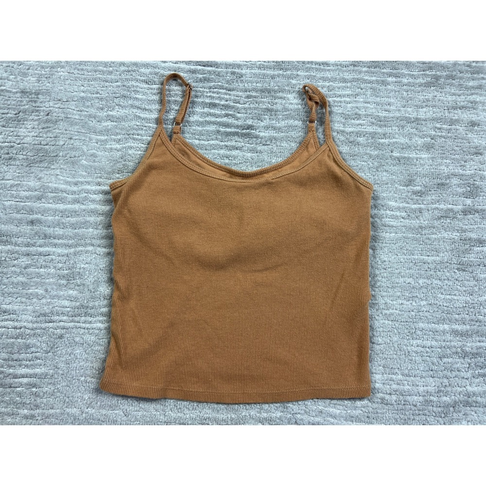 Hollister Cami Women S Brown Must-Have Collection Ribbed Adjustable Strap Crop